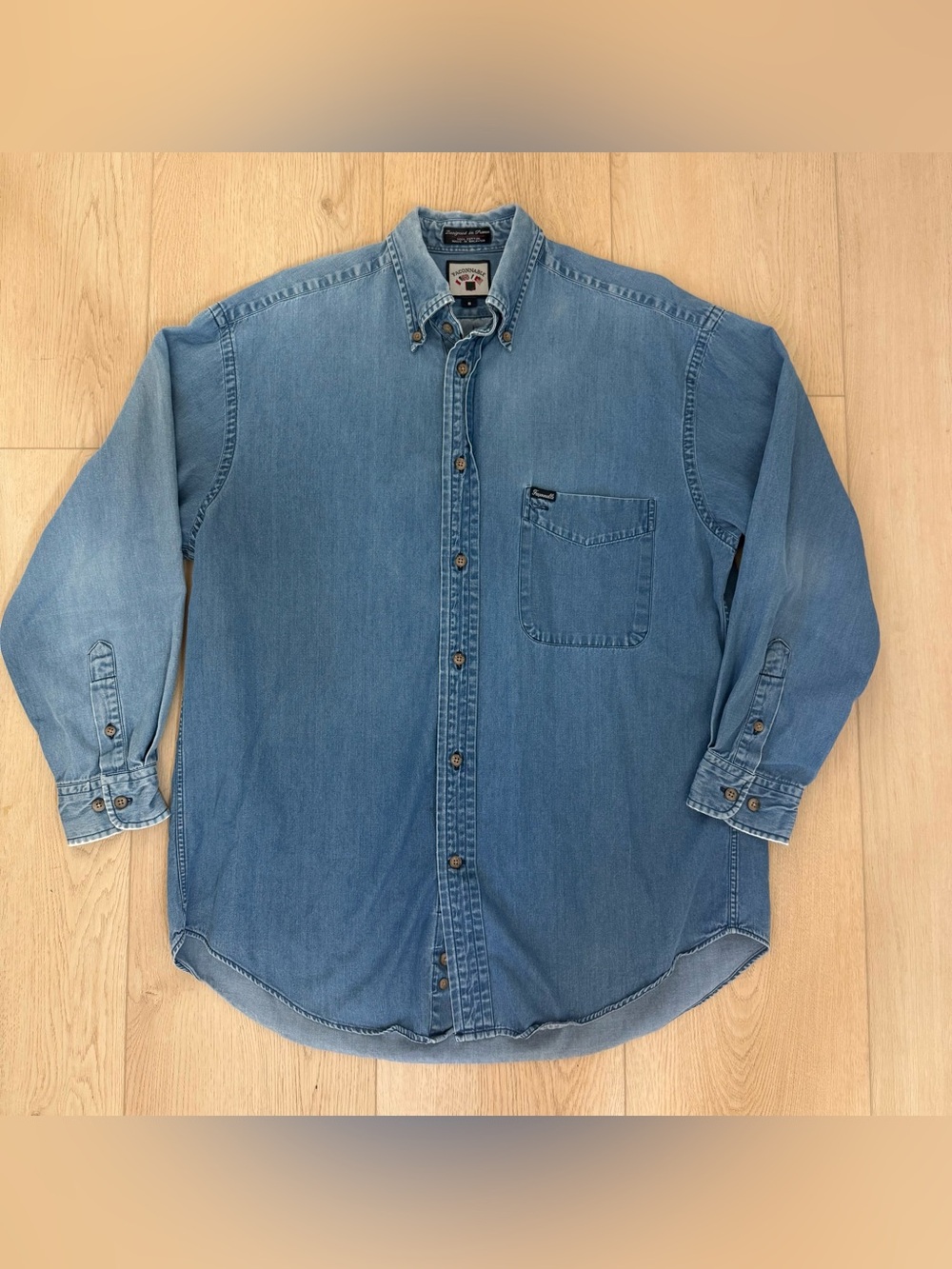 VTG Faconnable Men's S Denim Casual Button Down Shirt Relaxed Fit Preppy 90’s
